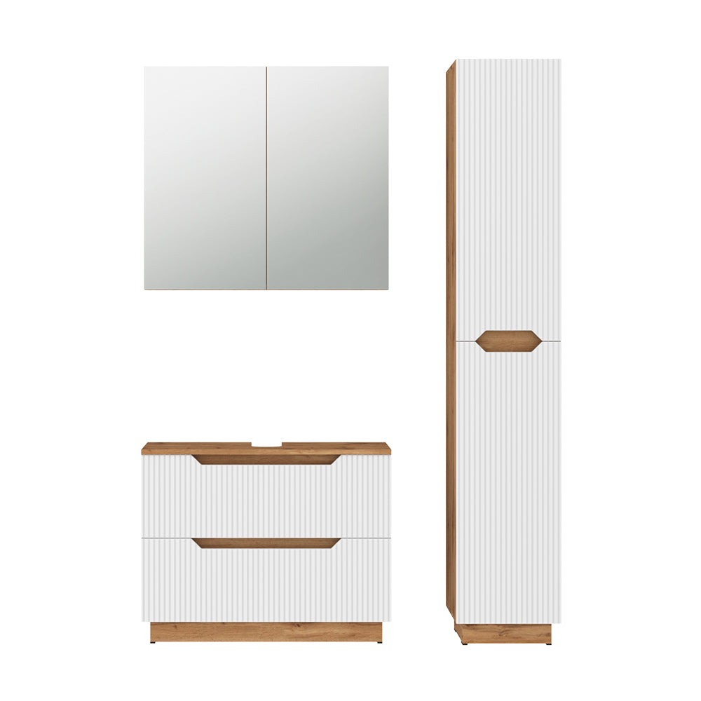 Vicco Set di mobili da bagno Rovere/bianco a strisce 3 parti