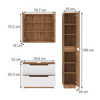 Vicco Set di mobili da bagno Rovere/bianco a strisce 3 parti