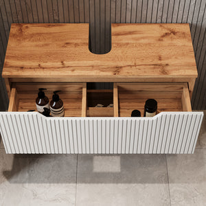 Vicco Set di mobili da bagno Rovere/bianco a strisce 3 parti