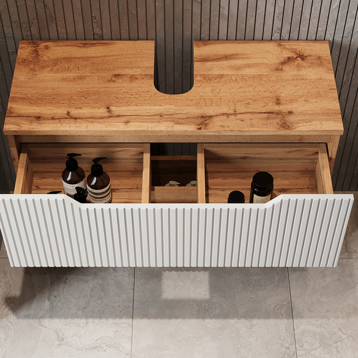 Vicco Set di mobili da bagno Rovere/bianco a strisce 3 parti