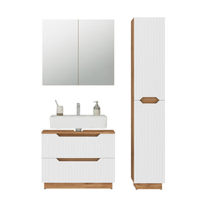 Vicco Set di mobili da bagno Rovere/bianco a strisce 3 parti