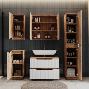 Vicco Set di mobili da bagno Rovere/bianco a strisce 3 parti