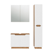 Vicco Set di mobili da bagno Rovere/bianco con struttura in piastrelle 3 parti