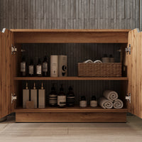 Vicco Set di mobili da bagno Rovere/grigio a righe 3 parti