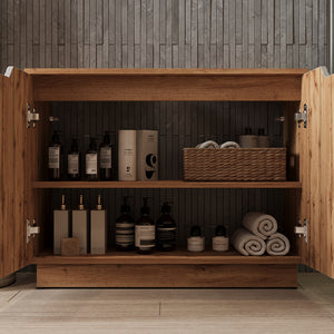 Vicco Set di mobili da bagno Rovere/grigio a righe 3 parti