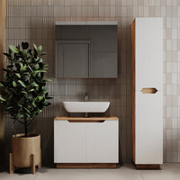 Vicco Set di mobili da bagno Rovere/bianco a strisce 3 parti