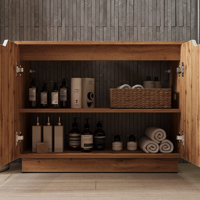 Vicco Set di mobili da bagno Rovere/bianco a strisce 3 parti