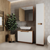 Vicco Set di mobili da bagno Rovere/bianco a strisce 3 parti