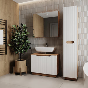 Vicco Set di mobili da bagno Rovere/bianco a strisce 3 parti