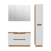 Vicco Set di mobili da bagno Rovere/bianco con struttura in piastrelle 3 parti