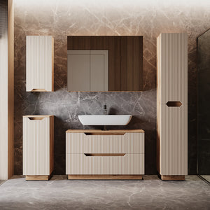 Vicco Set di mobili da bagno Rovere/cashmere a righe 3 parti