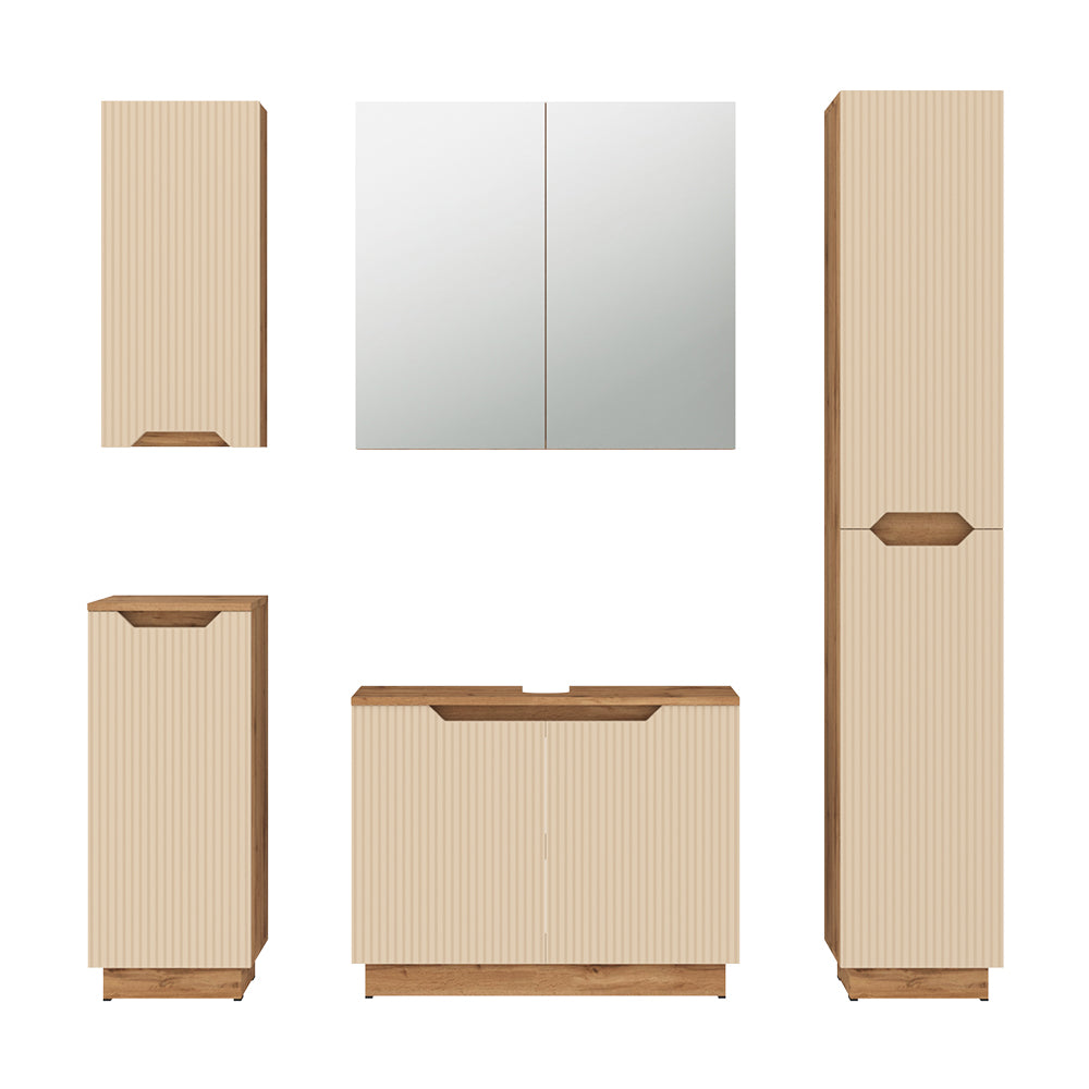 Vicco Set di mobili da bagno Rovere/cashmere a righe 5 parti