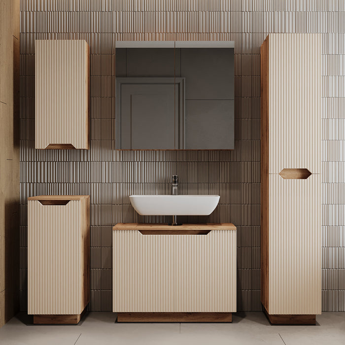 Vicco Set di mobili da bagno Rovere/cashmere a righe 5 parti