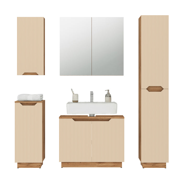 Vicco Set di mobili da bagno Rovere/cashmere a righe 5 parti