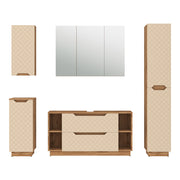 Vicco Set di mobili da bagno Rovere/cashmere con struttura in piastrelle 5 parti