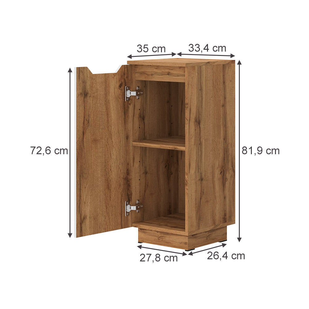 Vicco mobiletto bagno Rovere/bianco con struttura in piastrelle 33.4 x 81.9 cm