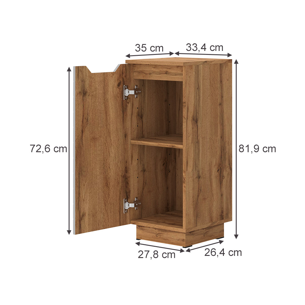 Vicco mobiletto bagno Rovere/grigio con struttura in piastrelle 33.4 x 81.9 cm