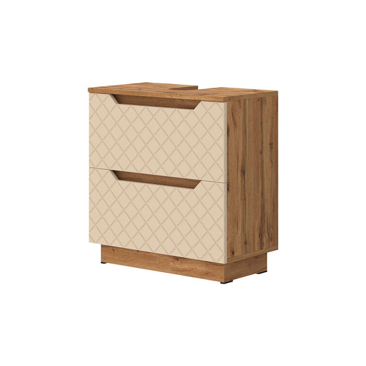Vicco Mobile sottolavabo per bagno Rovere/cashmere con struttura in piastrelle 59.8 x 62.5 cm con 2 cassetti