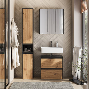 Vicco Set di mobili da bagno Antracite/Artisan 3 parti
