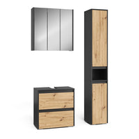 Vicco Set di mobili da bagno Antracite/Artisan 3 parti