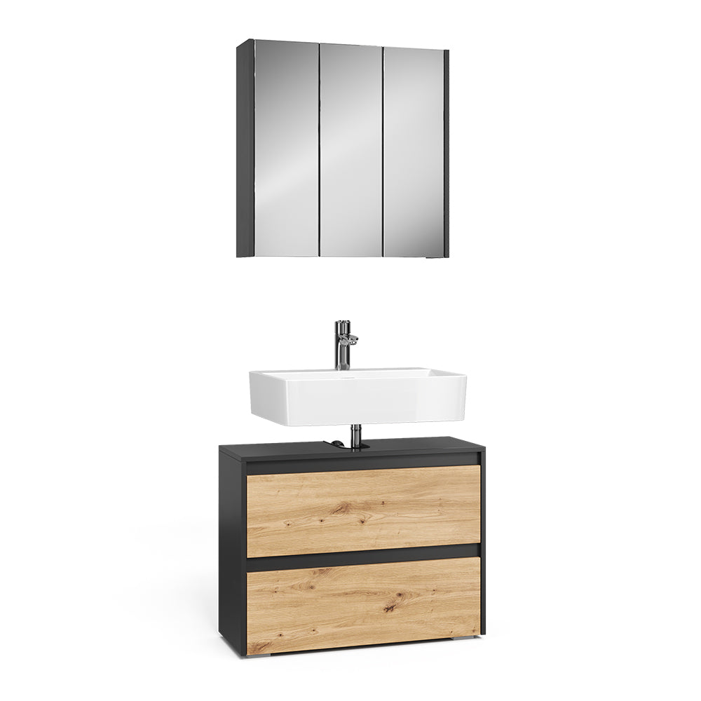 Vicco Set di mobili da bagno Antracite/Artisan 2 parti