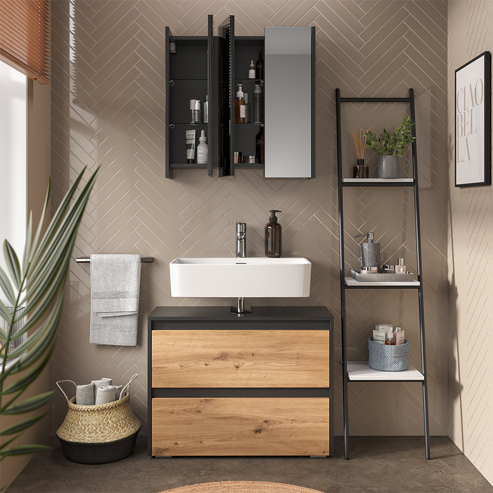 Vicco Set di mobili da bagno Antracite/Artisan 2 parti