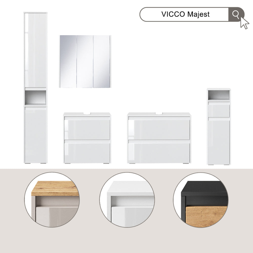Vicco Set di mobili da bagno Antracite/Artisan 2 parti