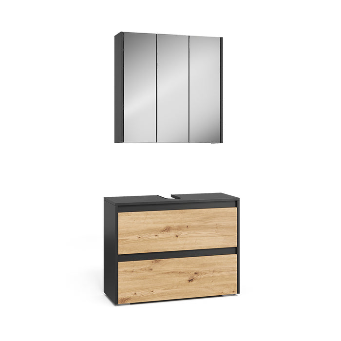 Vicco Set di mobili da bagno Antracite/Artisan 2 parti