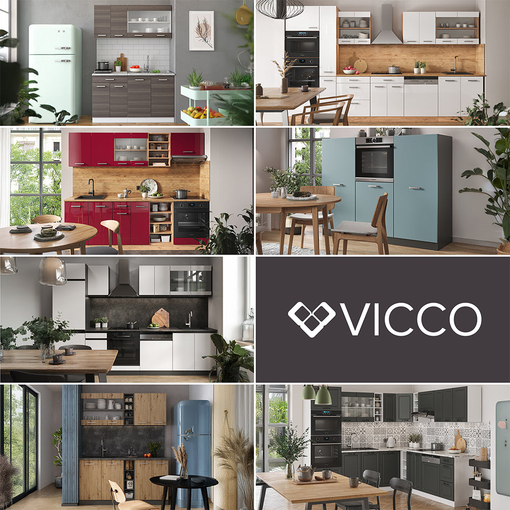 Vicco Frontale cucina Grigio nobile 59.6 x 196 cm frontale del mobile per mobile per frigorifero