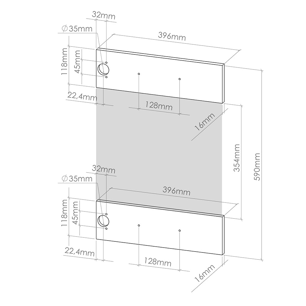 Vicco Frontale cucina Grigio-blu 39.6 x 59 cm frontale del mobile per pensile con vetro