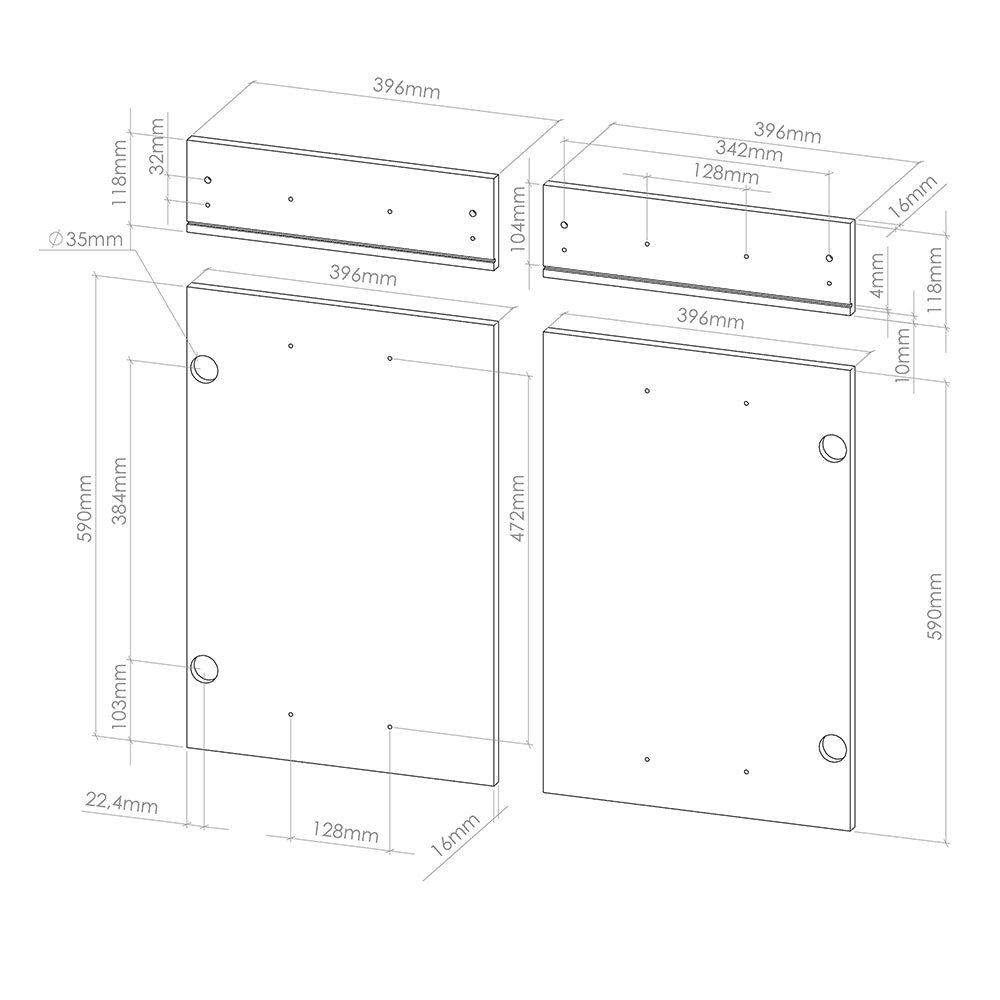 Vicco Frontale cucina Nero lucido 79.2 x 70.8 cm frontale del mobile per mobile base con cassetti