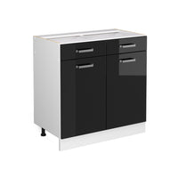 Vicco Frontale cucina Nero lucido 79.2 x 70.8 cm frontale del mobile per mobile base con cassetti