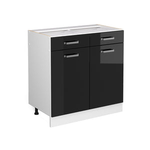 Vicco Frontale cucina Nero lucido 79.2 x 70.8 cm frontale del mobile per mobile base con cassetti