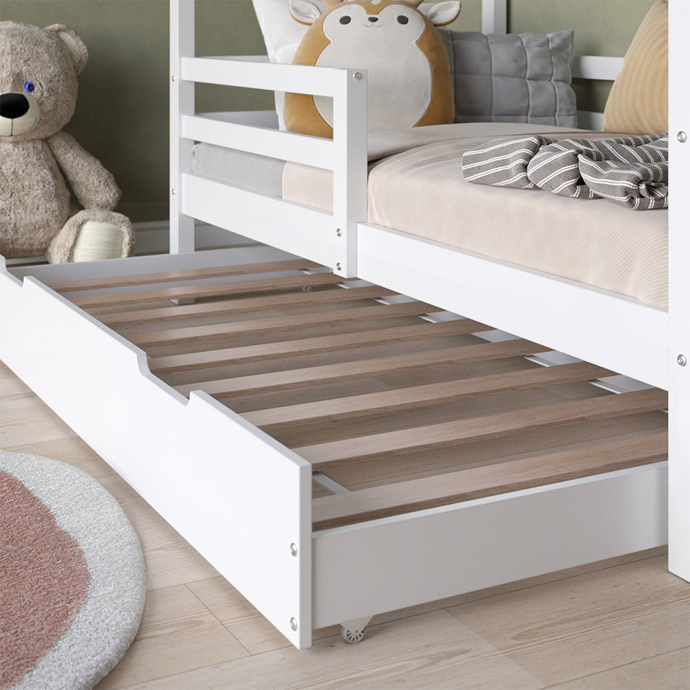 Vitalispa Letto montessori bambini Bianco 160 x 80 cm con letto ospite estraibile
