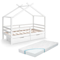 Vitalispa Letto montessori bambini Bianco 160 x 80 cm con box e materasso