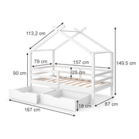 Vitalispa Letto montessori bambini Bianco 160 x 80 cm con box e materasso