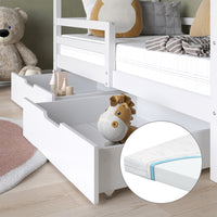 Vitalispa Letto montessori bambini Bianco 160 x 80 cm con box e materasso