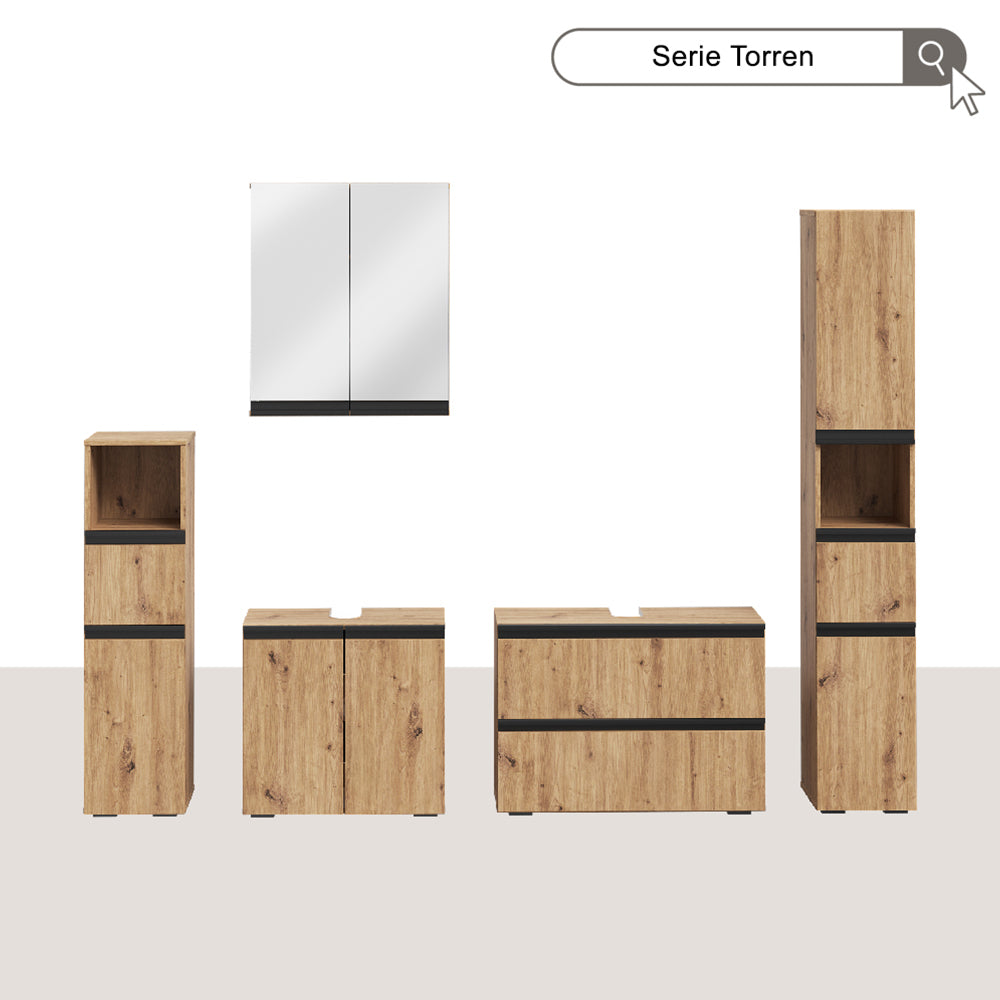 Vicco Mobile sottolavabo per bagno Artigiano 60 x 58 cm con 2 porte