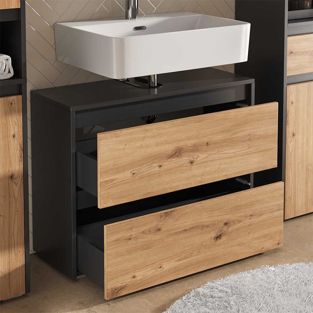 Vicco Set di mobili da bagno Antracite/Artisan 4 parti