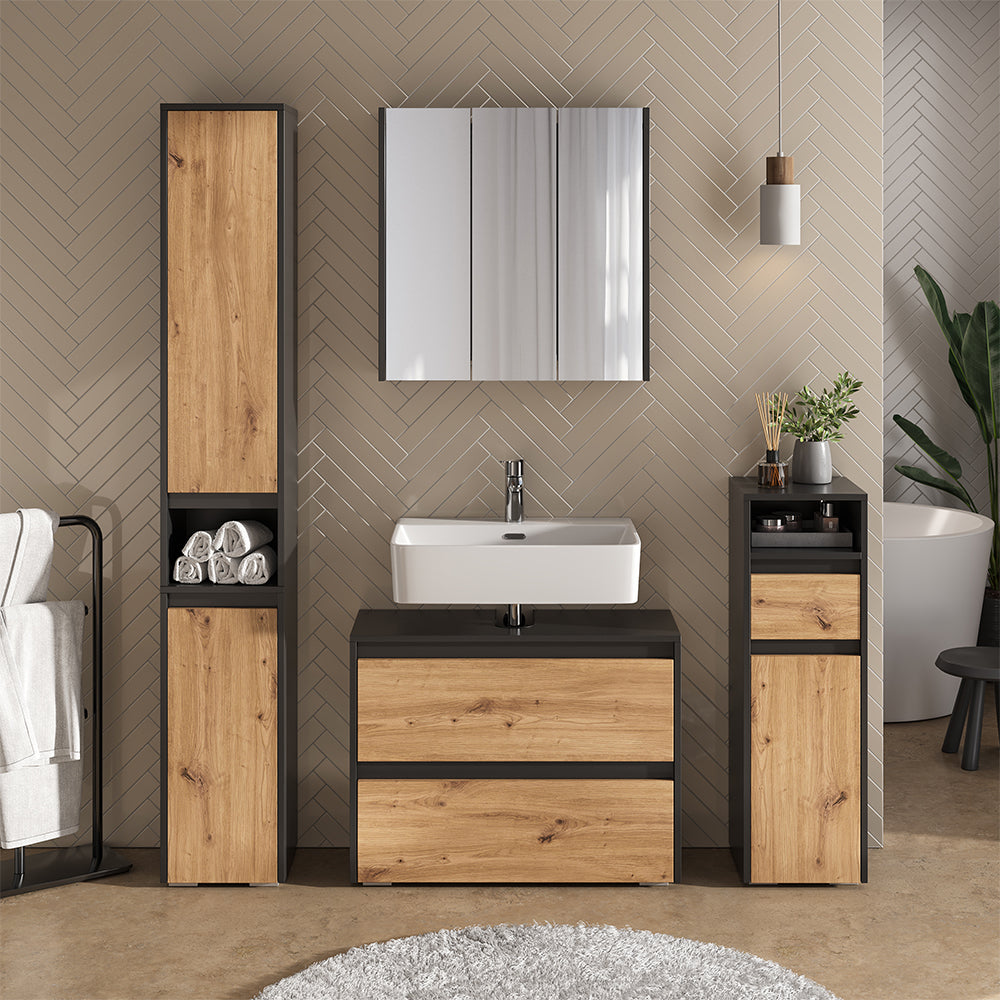 Vicco Set di mobili da bagno Antracite/Artisan 4 parti