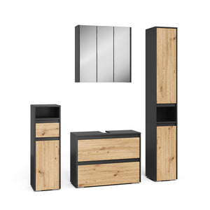 Vicco Set di mobili da bagno Antracite/Artisan 4 parti