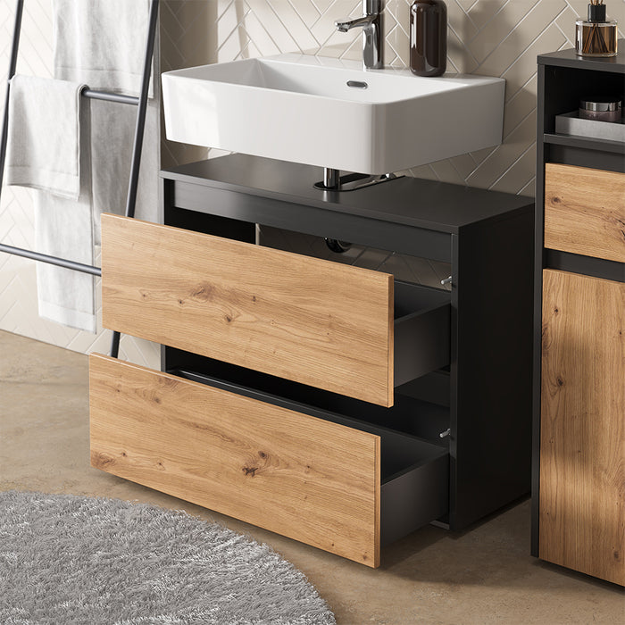 Vicco Set di mobili da bagno Antracite/Artisan 3 parti