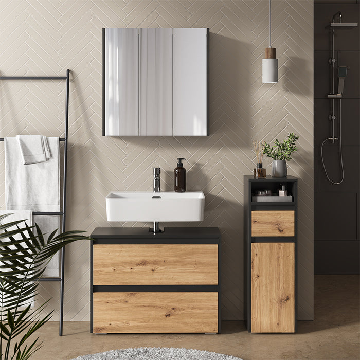 Vicco Set di mobili da bagno Antracite/Artisan 3 parti