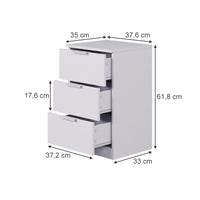 Vicco Comodino camera da letto Bianco 37.6 x 61.8 cm con 3 cassetti