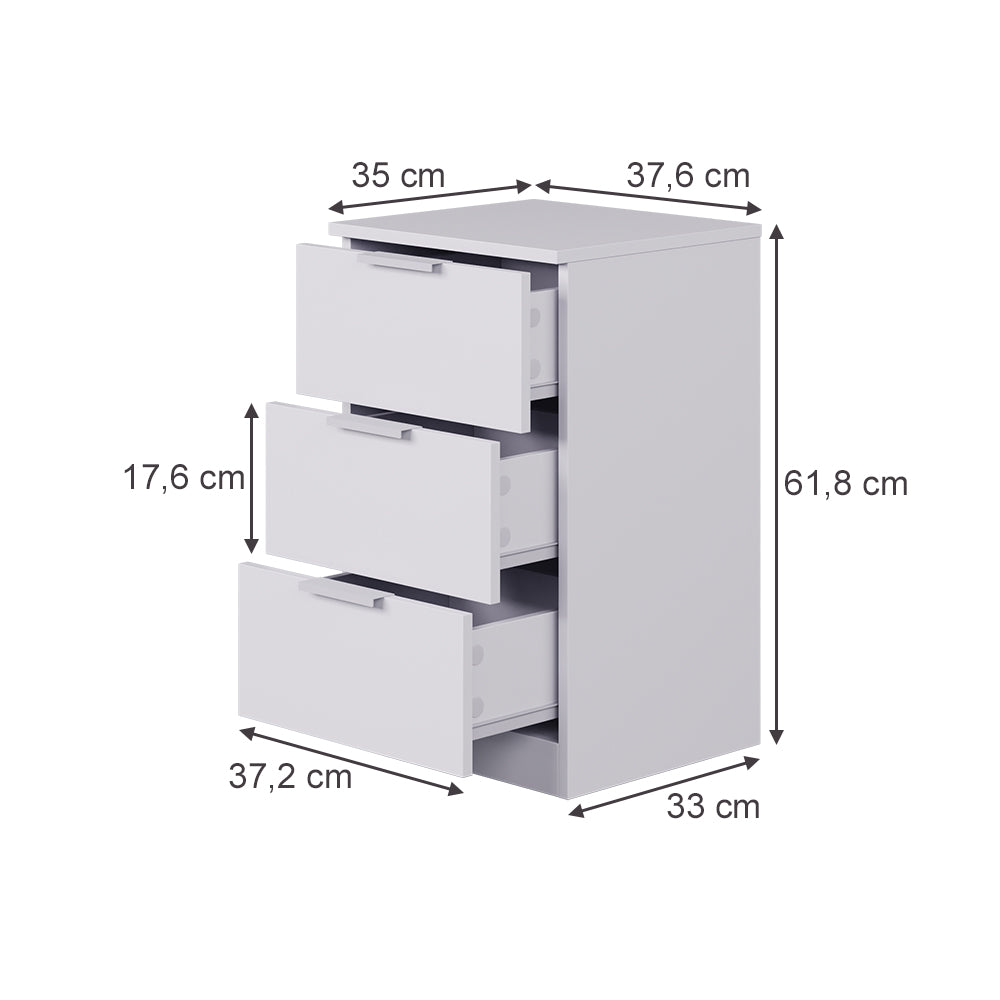 Vicco Comodino Bianco con cassetti
