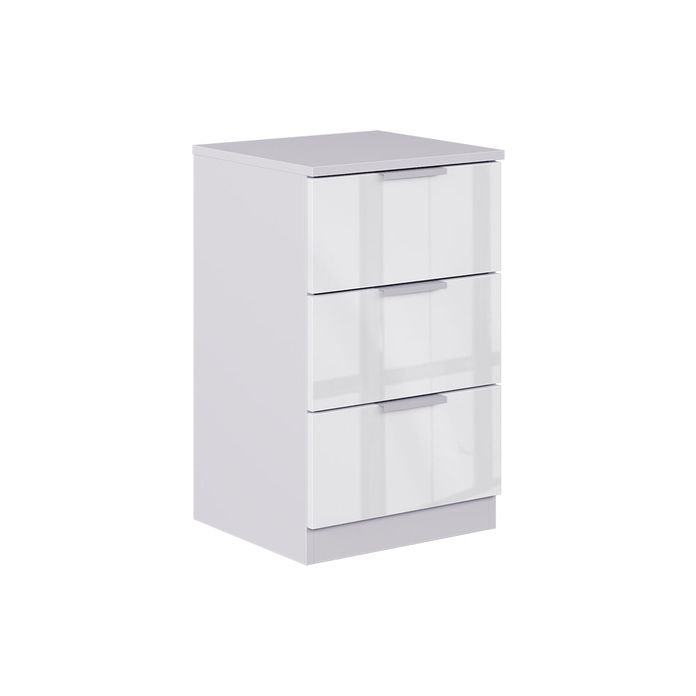Vicco Comodino camera da letto Bianco lucido 37.6 x 61.8 cm con 3 cassetti