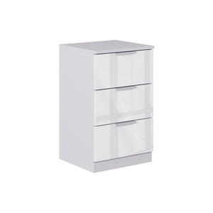 Vicco Comodino camera da letto Bianco lucido 37.6 x 61.8 cm con 3 cassetti