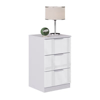 Vicco Comodino camera da letto Bianco lucido 37.6 x 61.8 cm con 3 cassetti