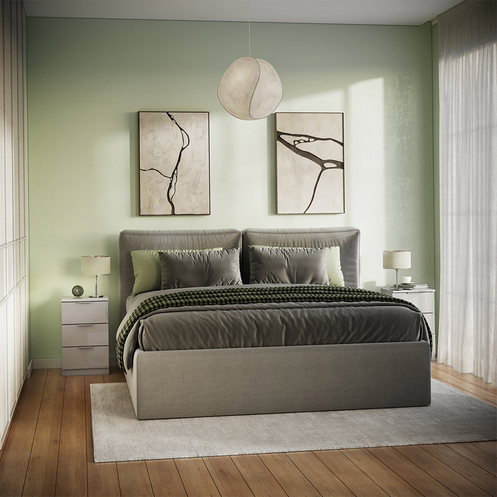 Vicco Comodino camera da letto Bianco lucido 37.6 x 61.8 cm con 3 cassetti