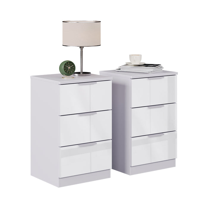 Vicco Comodino Bianco lucido con cassetti